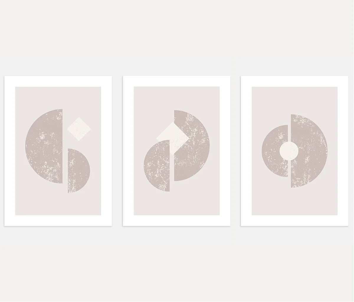 Textured Geometric Abstract Art Prints | Set of 3 Neutral Wall Art