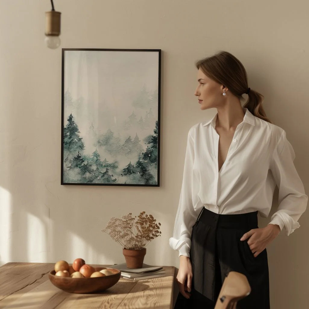 Misty Forest Watercolor Poster