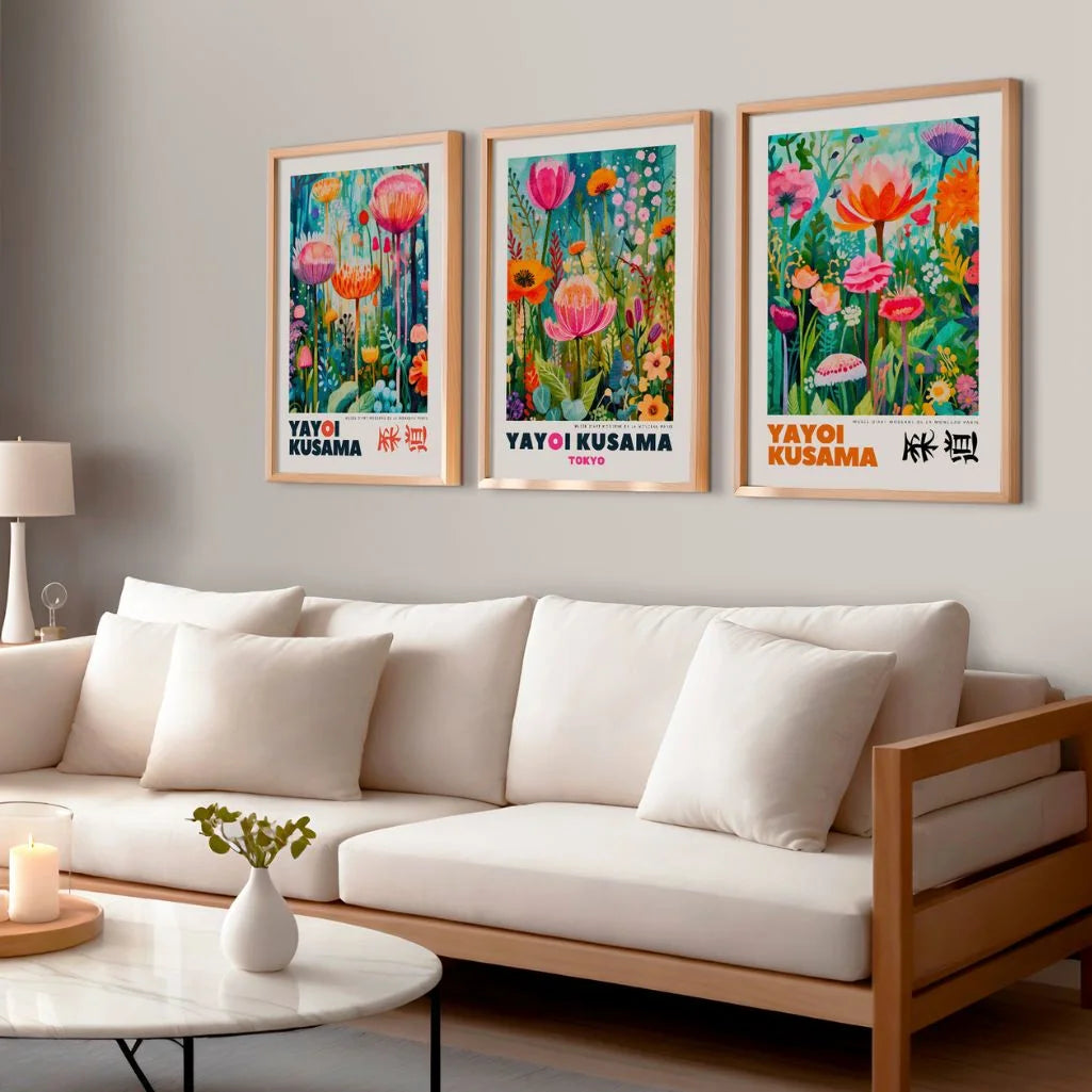 Japanese Floral Art Prints Set of 3 - Inspired Botanical Wall Art