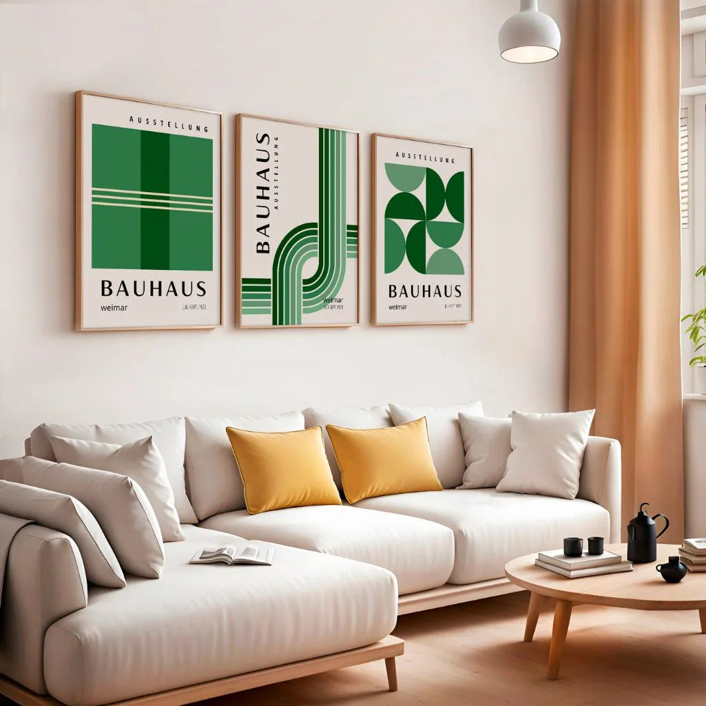 Green Order Bauhaus Poster Set of 3