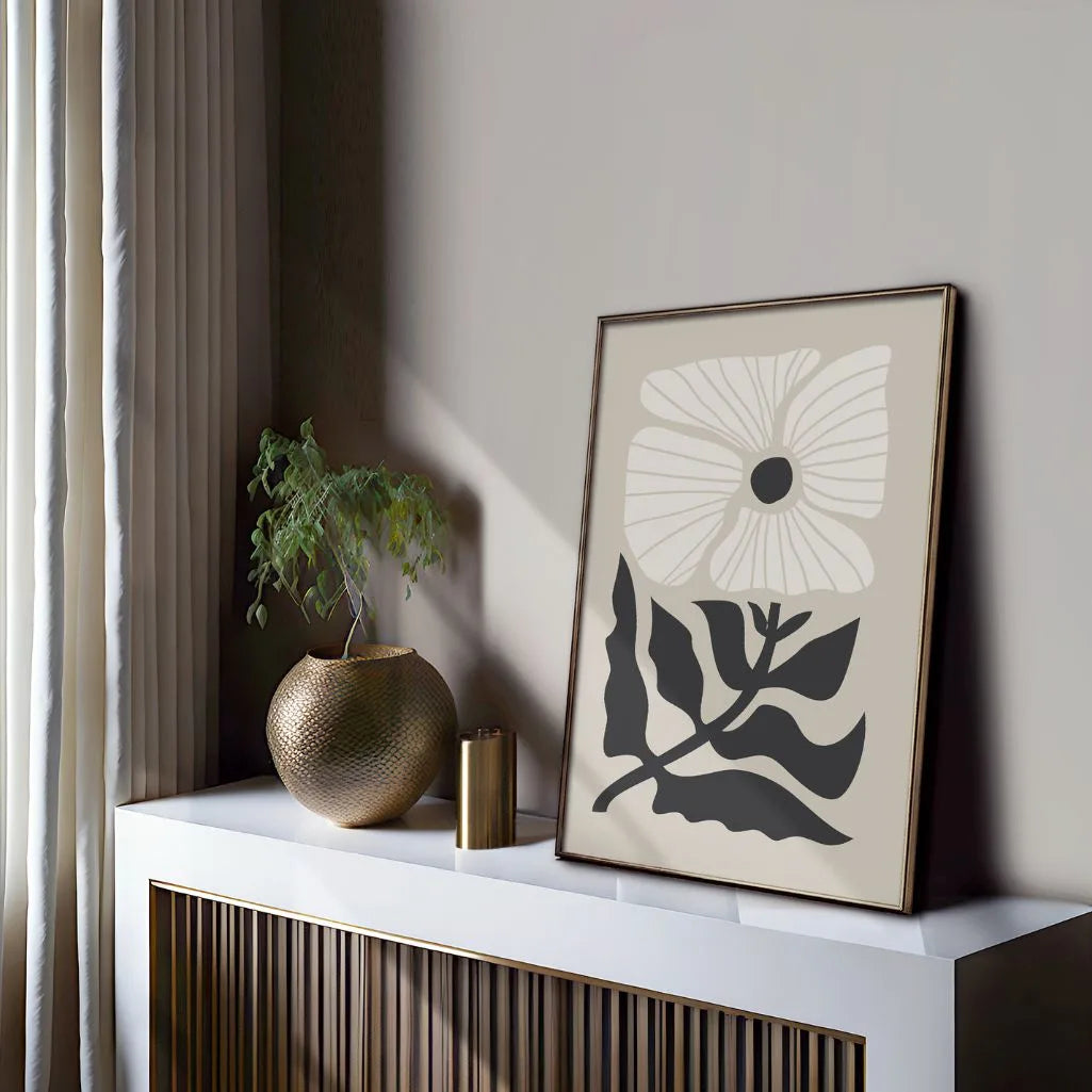 Noir Minimal Flower Poster