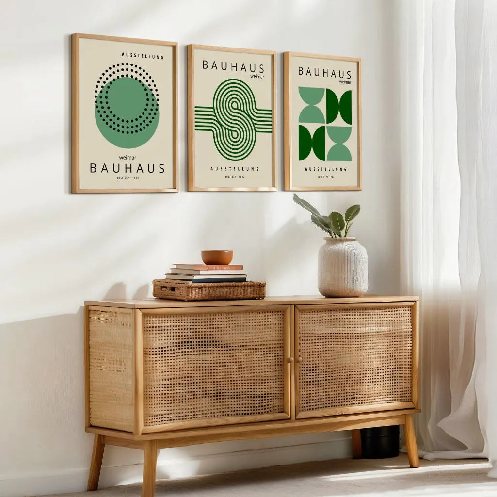 Weimar Green Rhythm Bauhaus Poster Set of 3
