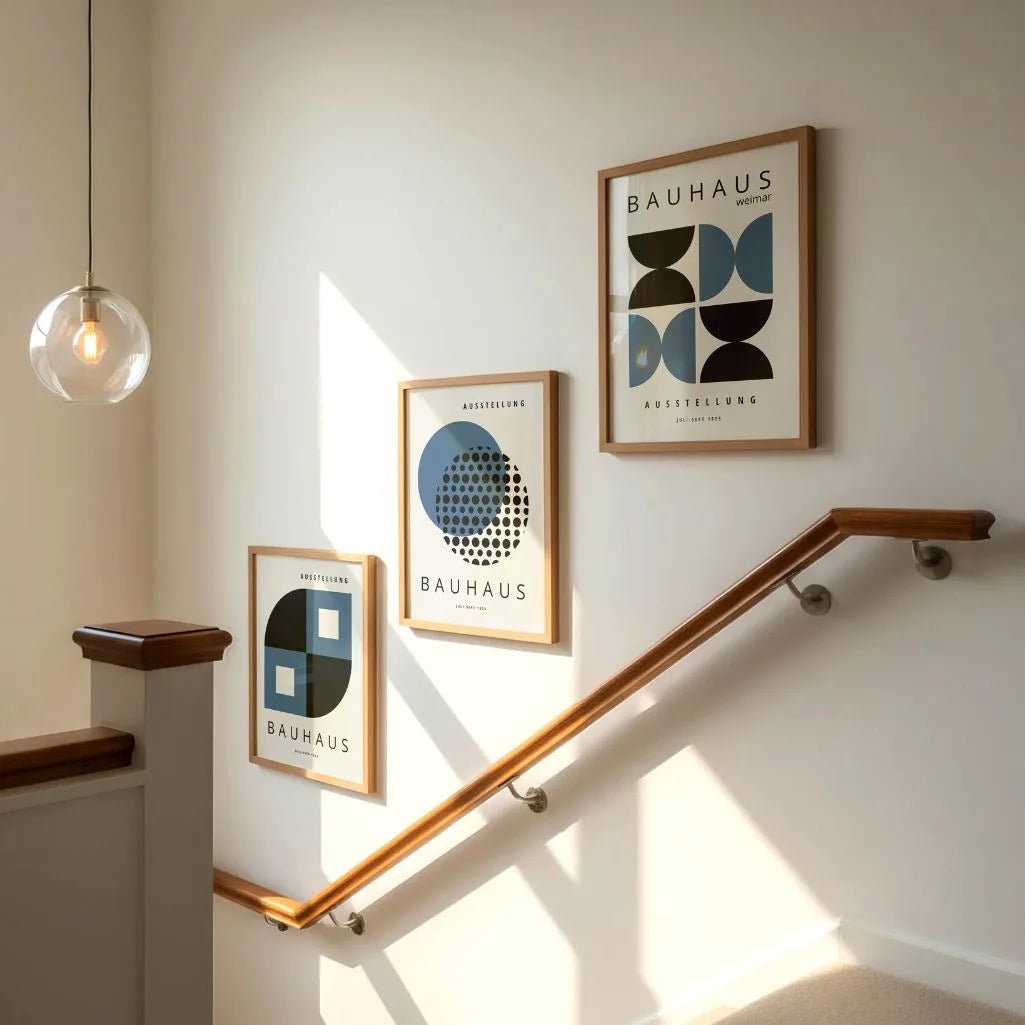 Bauhaus Weimar Navy and Black Set of 3 Posters