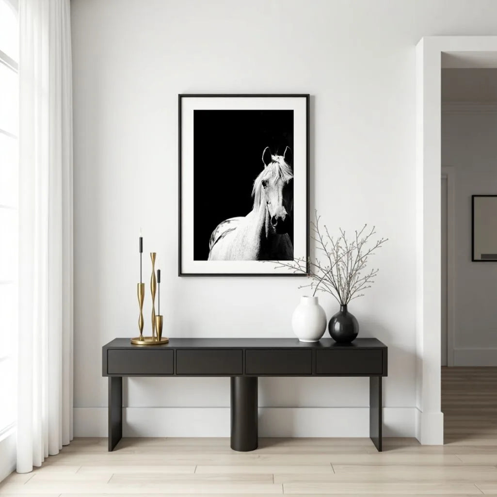Black and White Horse Poster