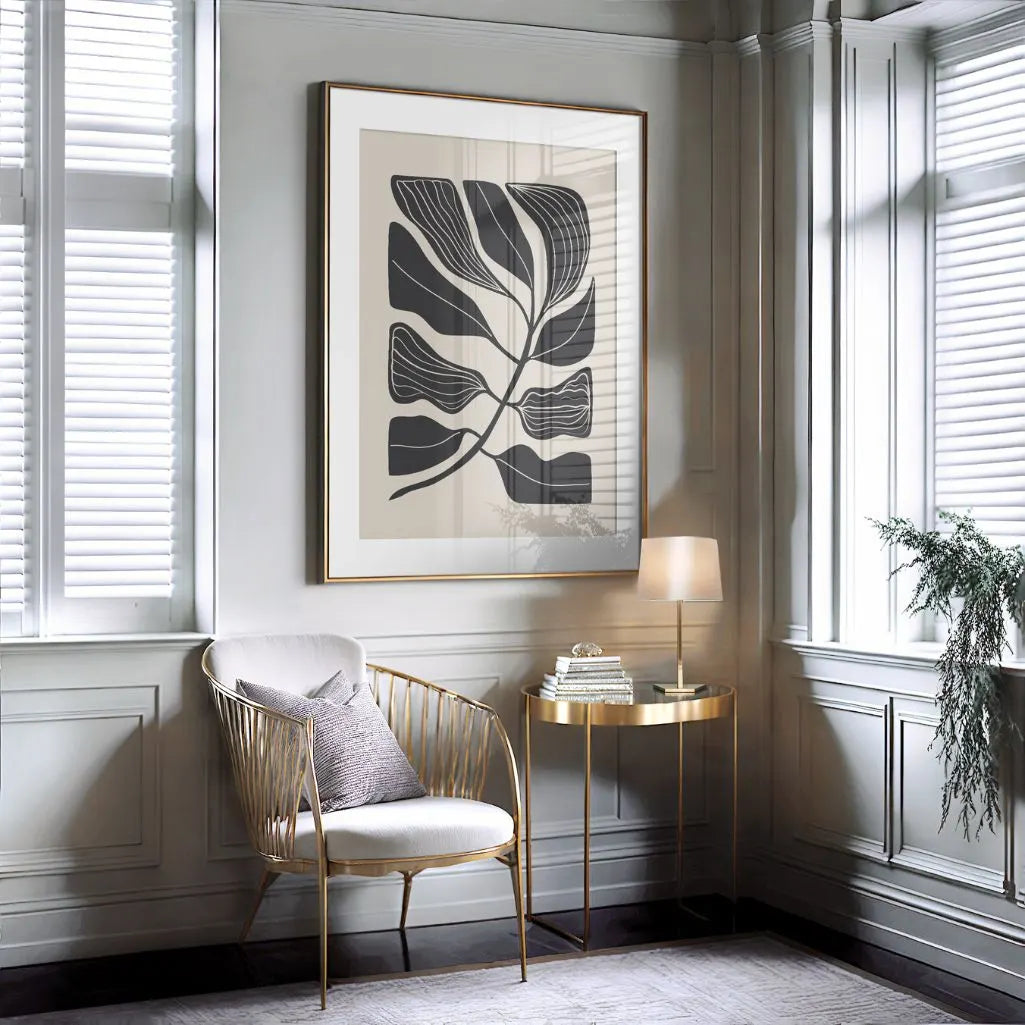 Minimalist Noir Leaves Poster