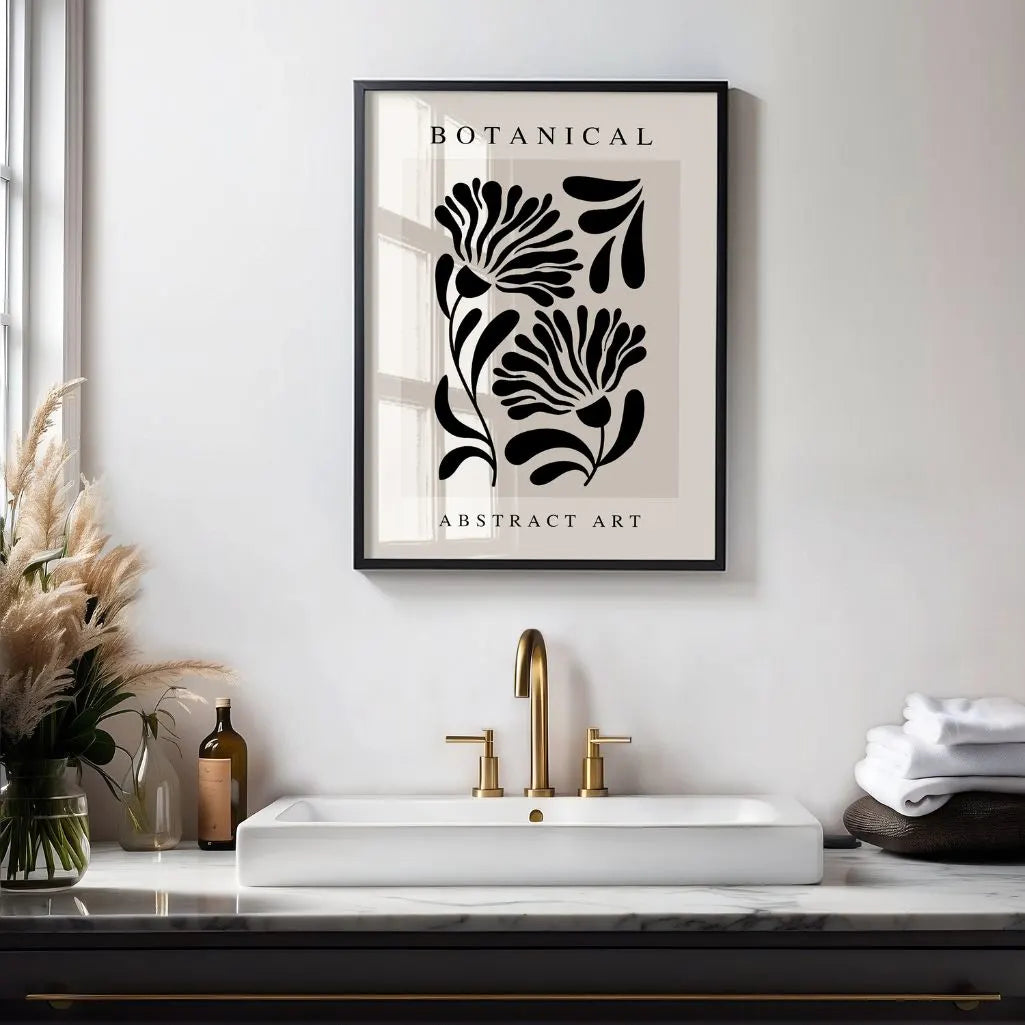 Noir Abstract Flowers Poster