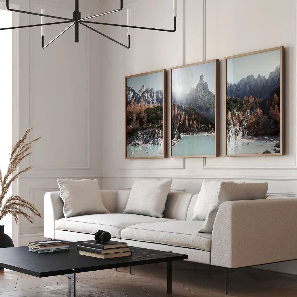 Alpine Mountain Lake Prints – Minimal Nature Set of 3