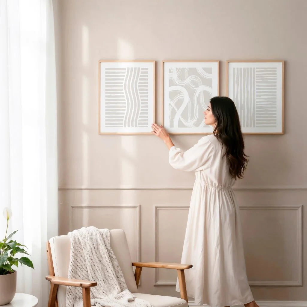 Soft Rhythm Lines – Set of 3 Minimalist Abstract Wall Prints