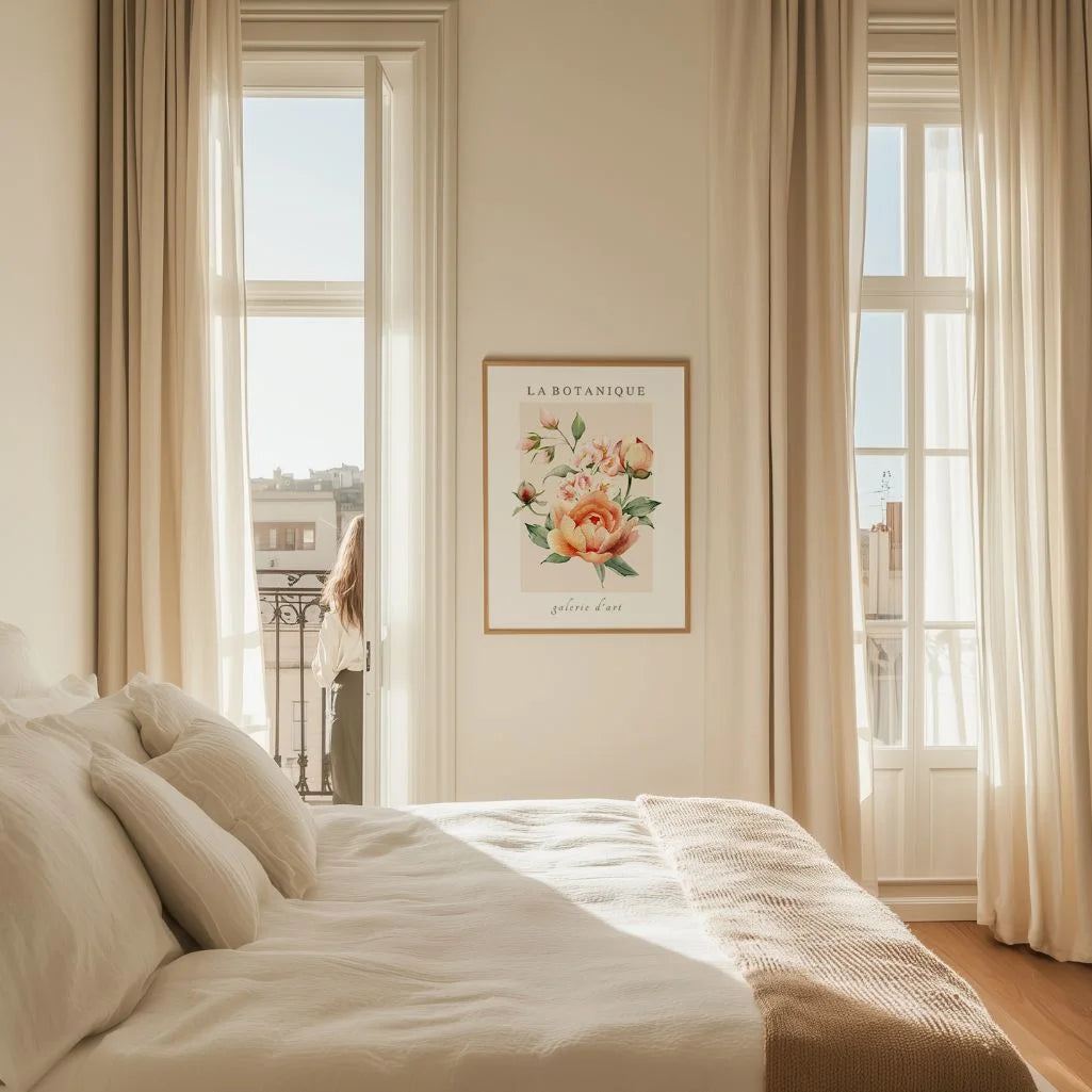 Peach Botanical Flowers Poster