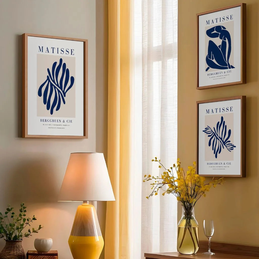 Henri Matisse Navy Beige Set of 3 Posters