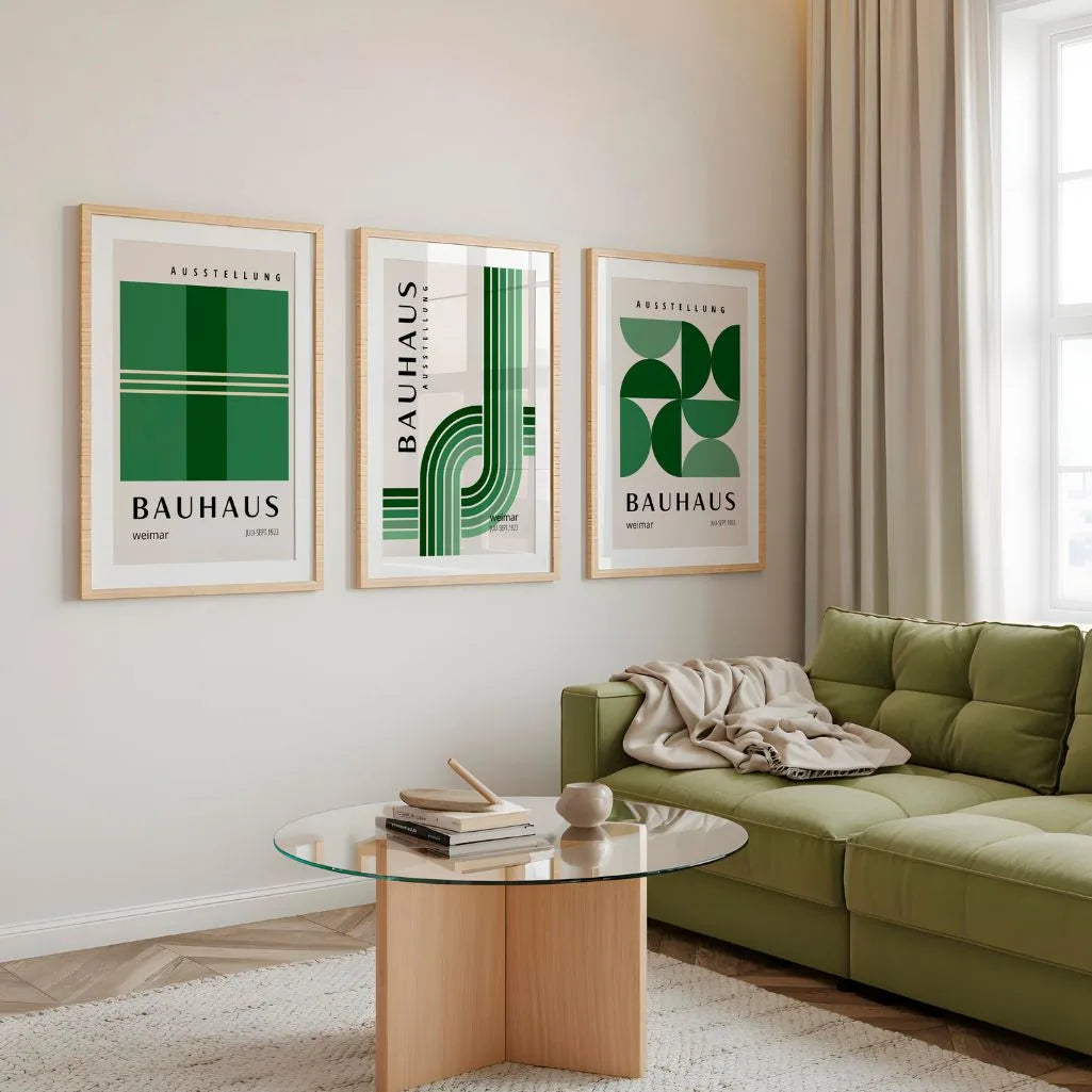 Green Order Bauhaus Poster Set of 3