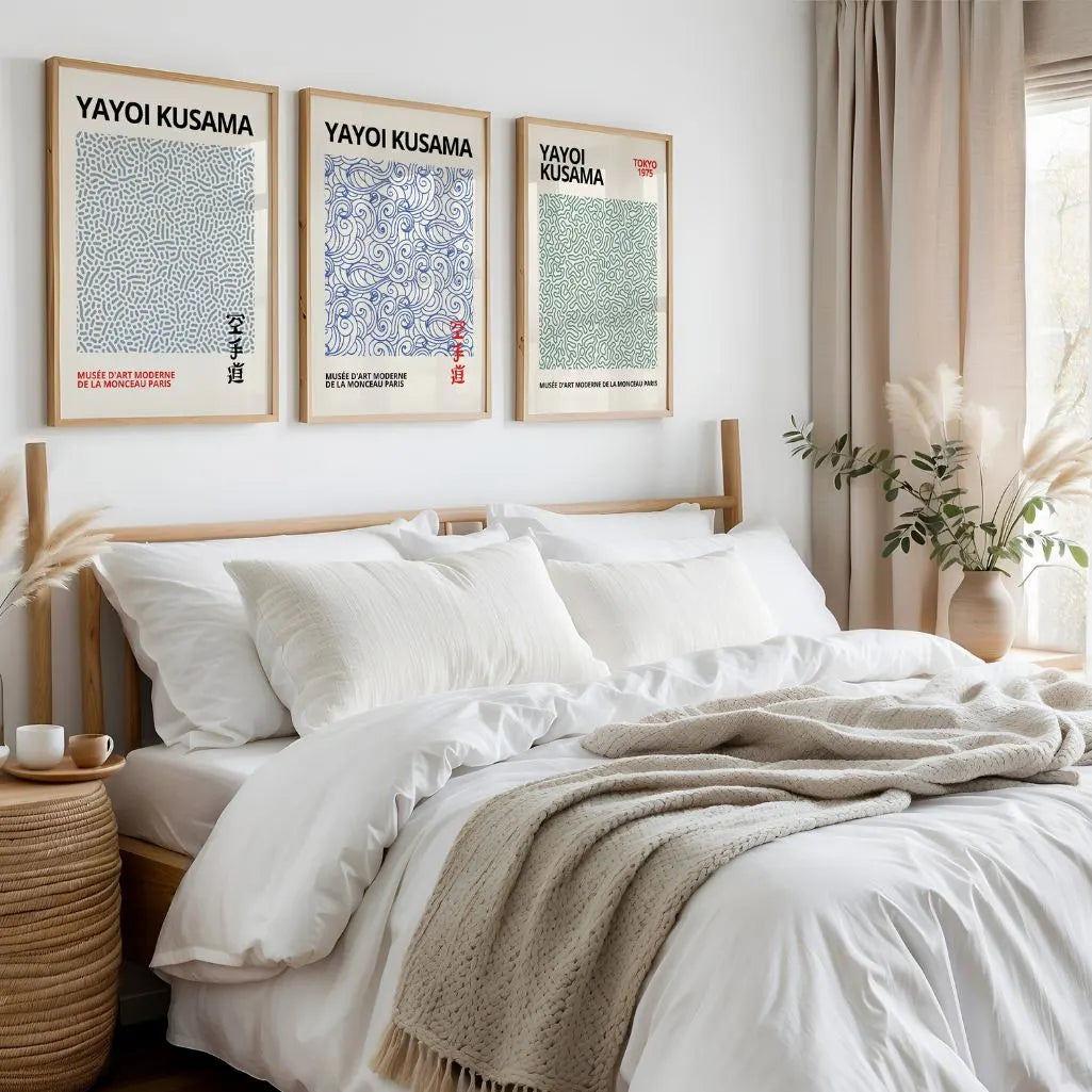 Organic Japanese Pattern Art Prints – Minimal Abstract Set of 3