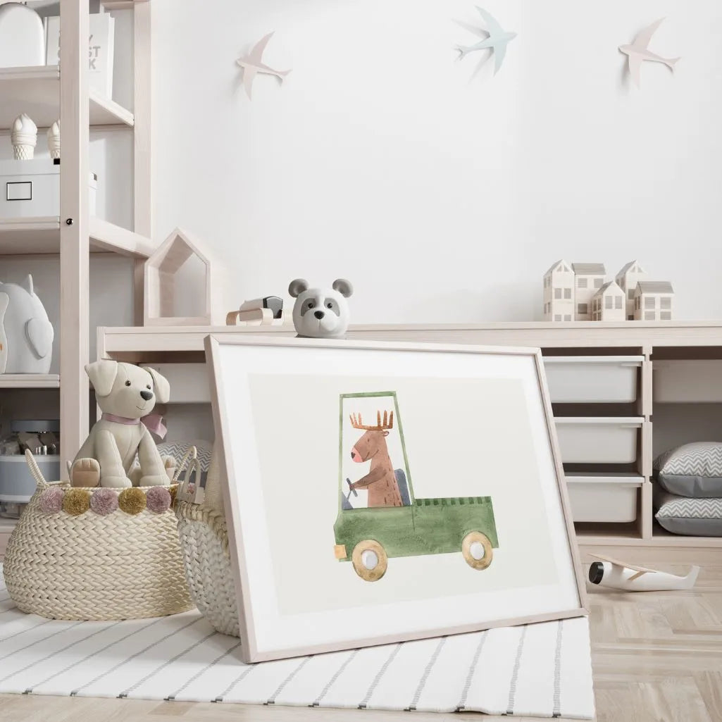 Moose Driving a Truck Poster