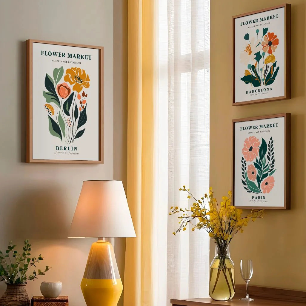 Flower Market Botanical Prints – Modern Floral Set of 3