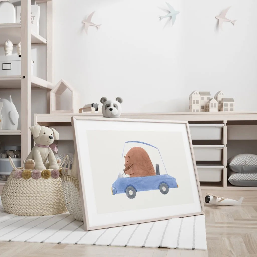 Bear Driving a Car Poster