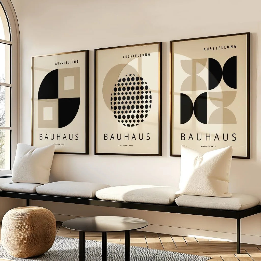 Bauhaus Weimar Beige Contrast Set of 3 Posters