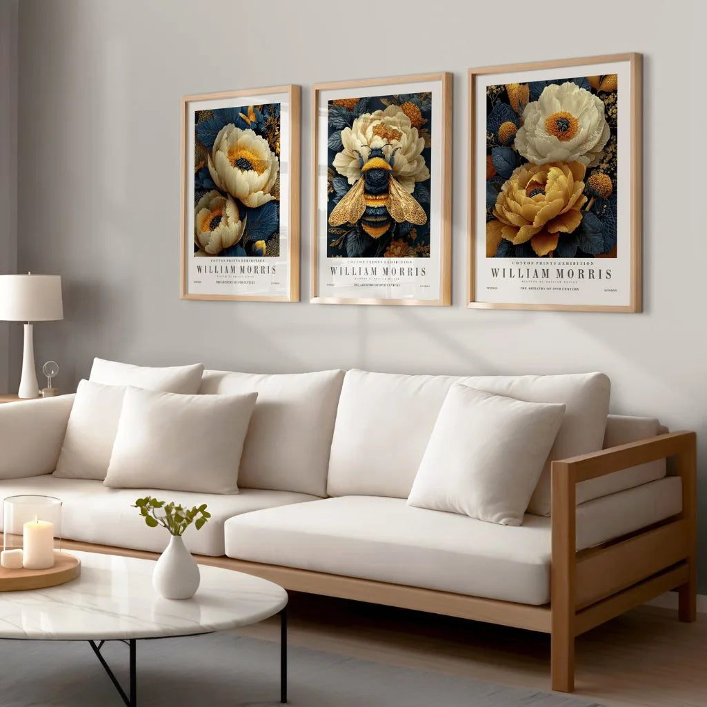 Golden Floral Nature – Set of 3 Posters