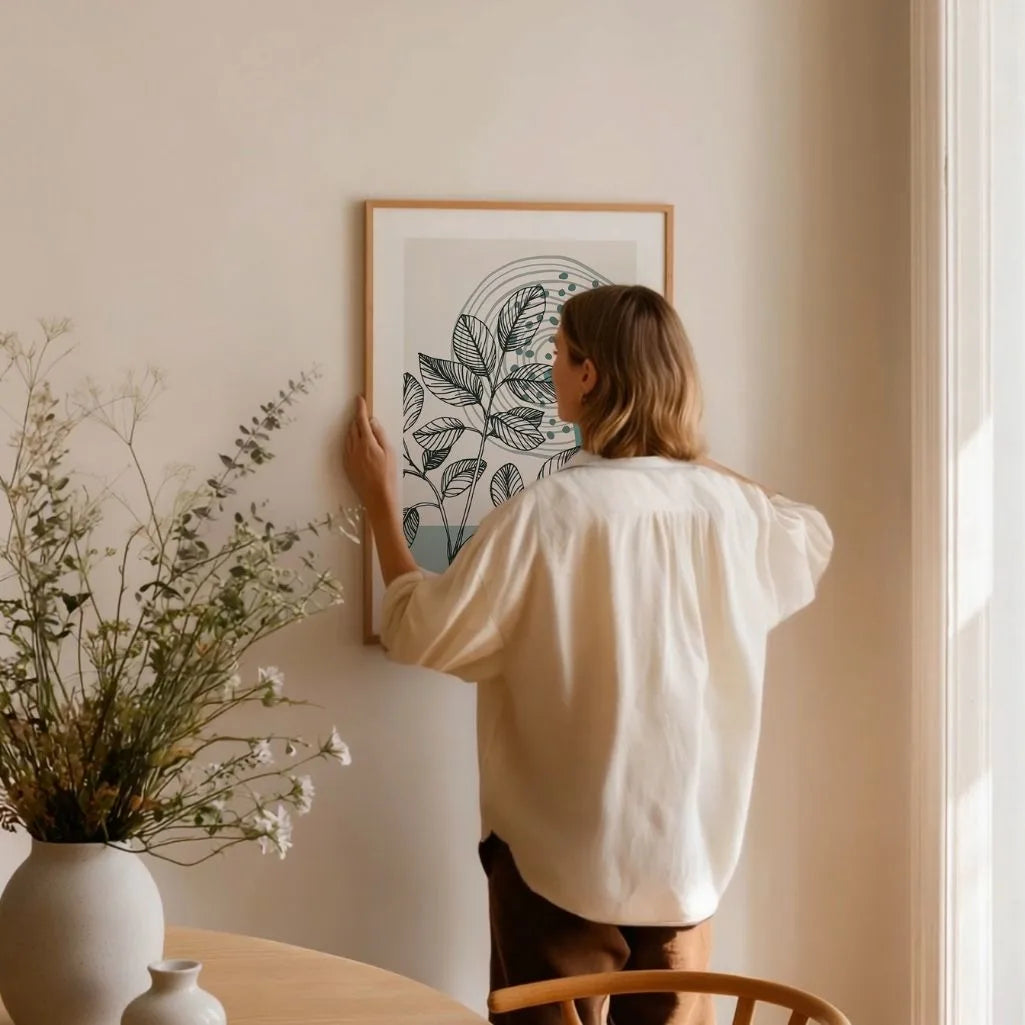 Line Art Leaves Poster