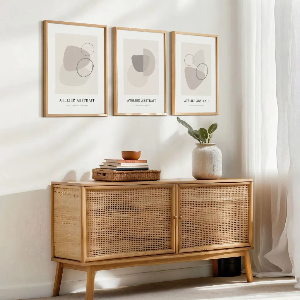 Minimalist Abstract Art Prints - Set of 3 Neutral Modern Wall Art