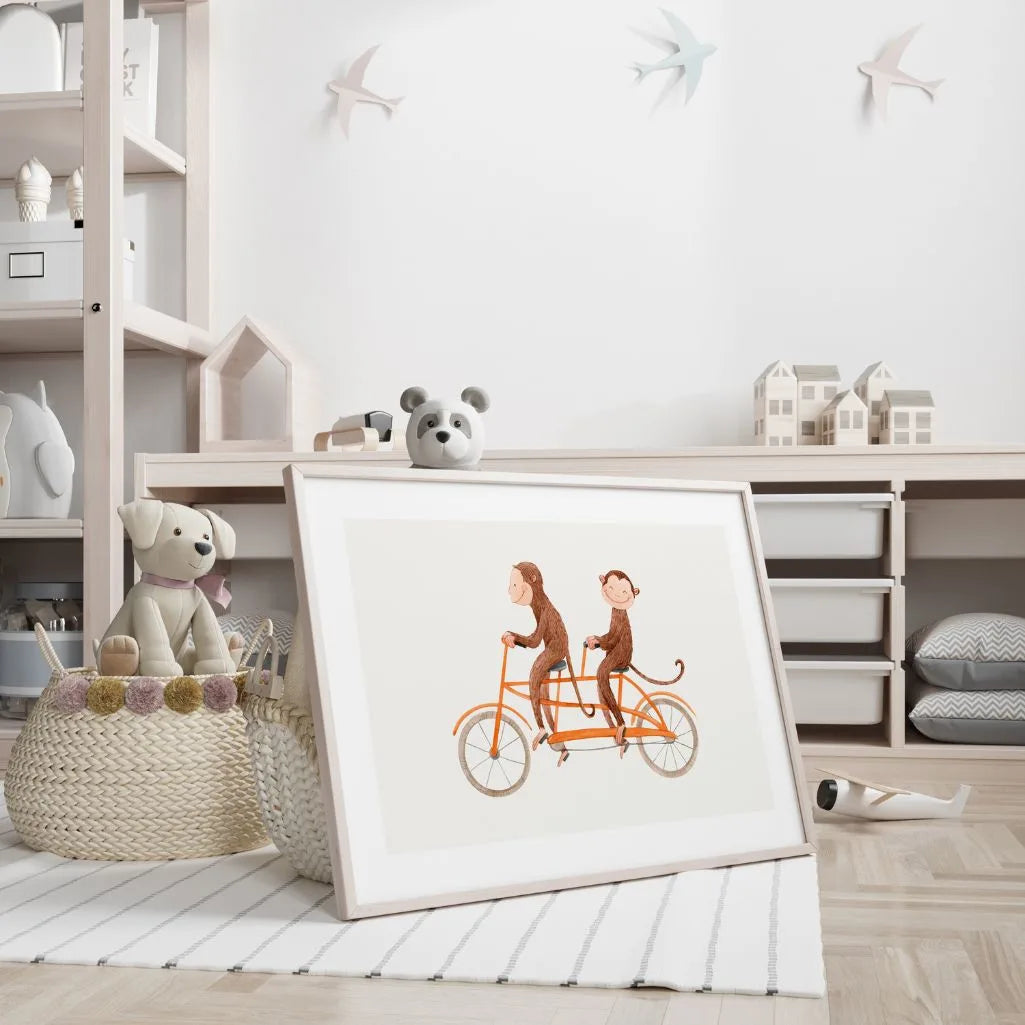 Monkeys on a Tandem Bike Poster