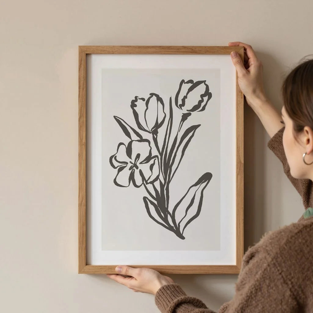 Plakat Kwiatowa Grafika Grafika Liniowa