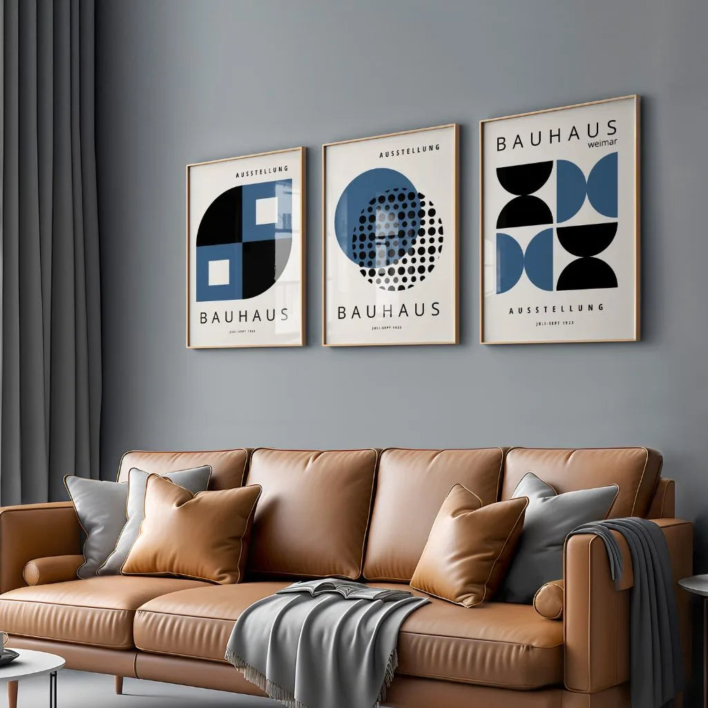 Bauhaus Weimar Navy and Black Set of 3 Posters