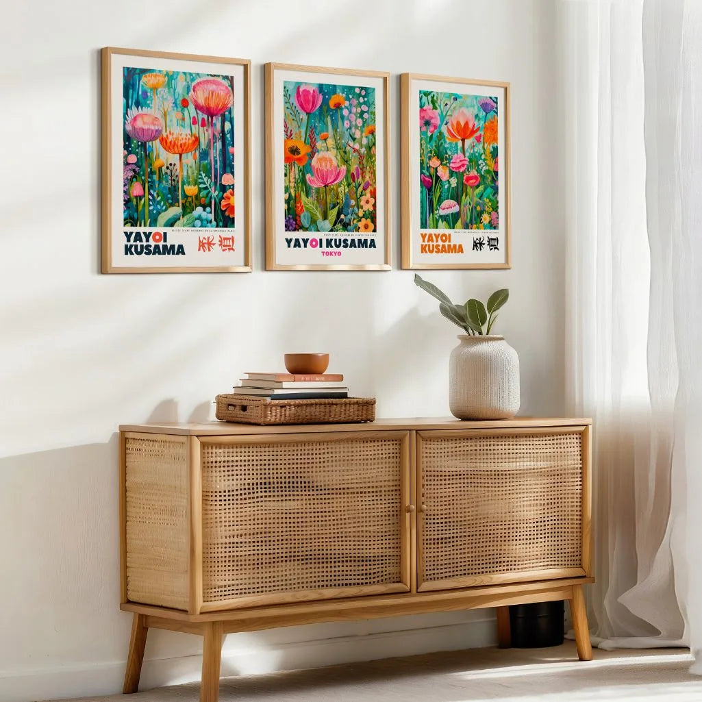 Japanese Floral Art Prints Set of 3 - Inspired Botanical Wall Art