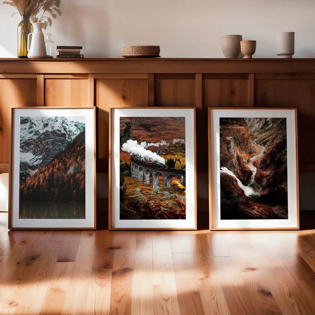 Moody Mountain Landscape Prints –  Nature Set of 3