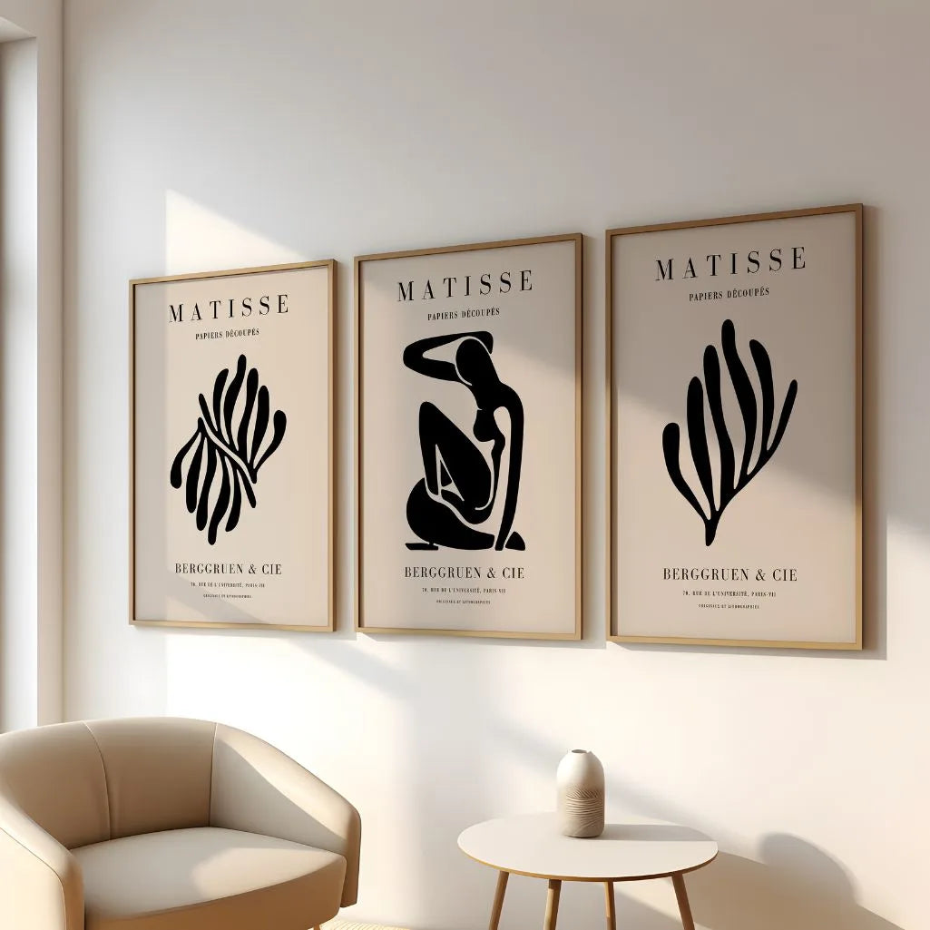 Henri Matisse Black Organic Forms – Set of 3 Posters