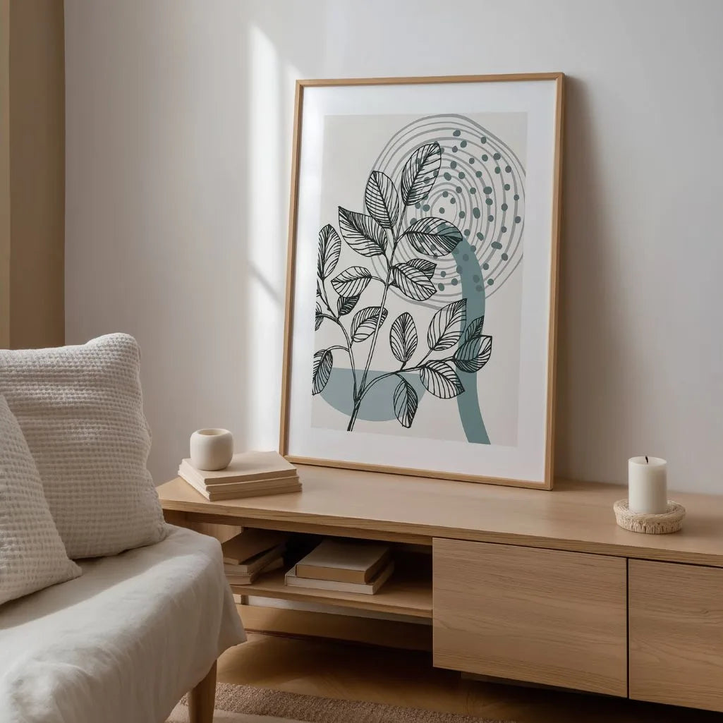 Line Art Leaves Poster
