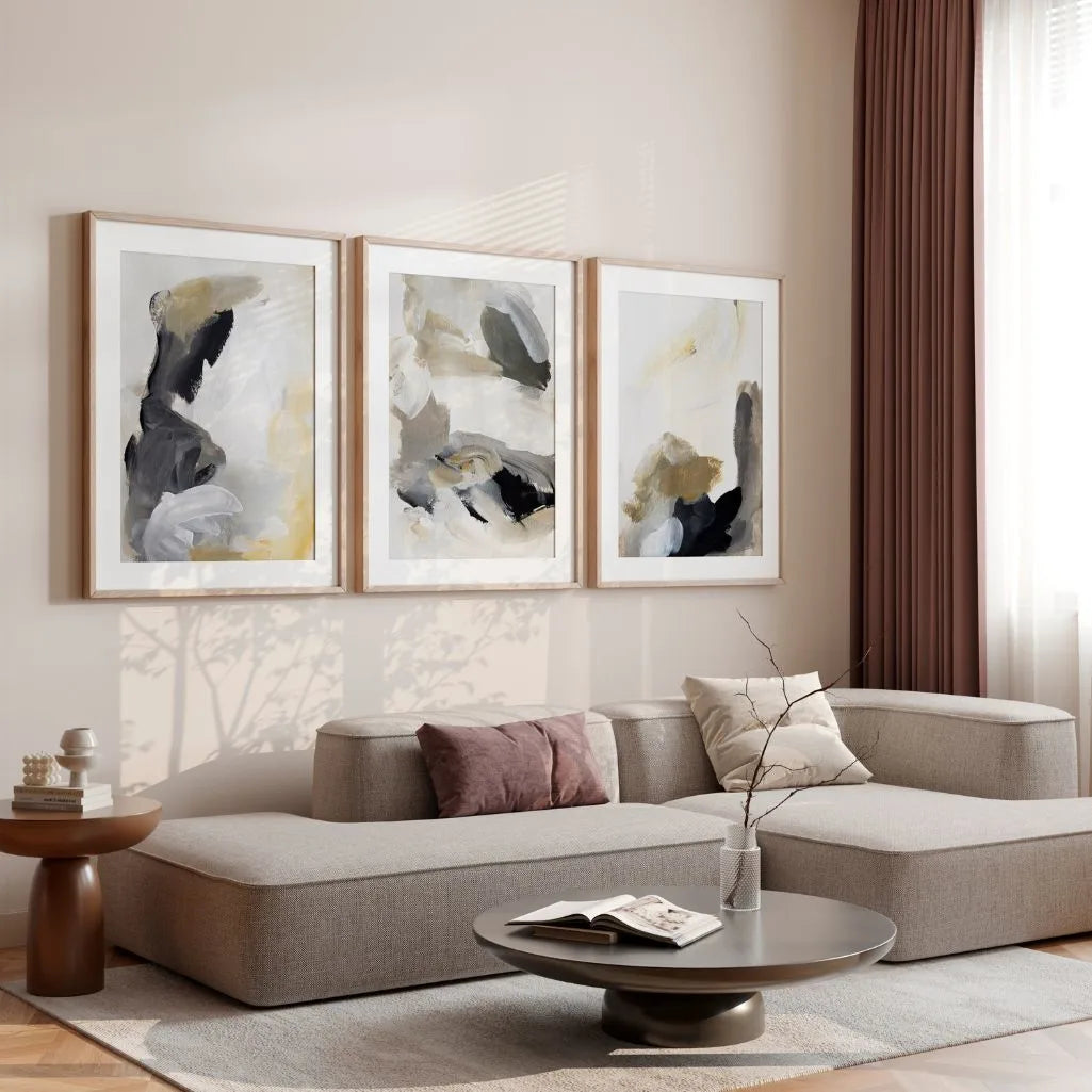 Neutral Abstract – Set of 3 Abstract Art Prints - Modern Minimal Paintings