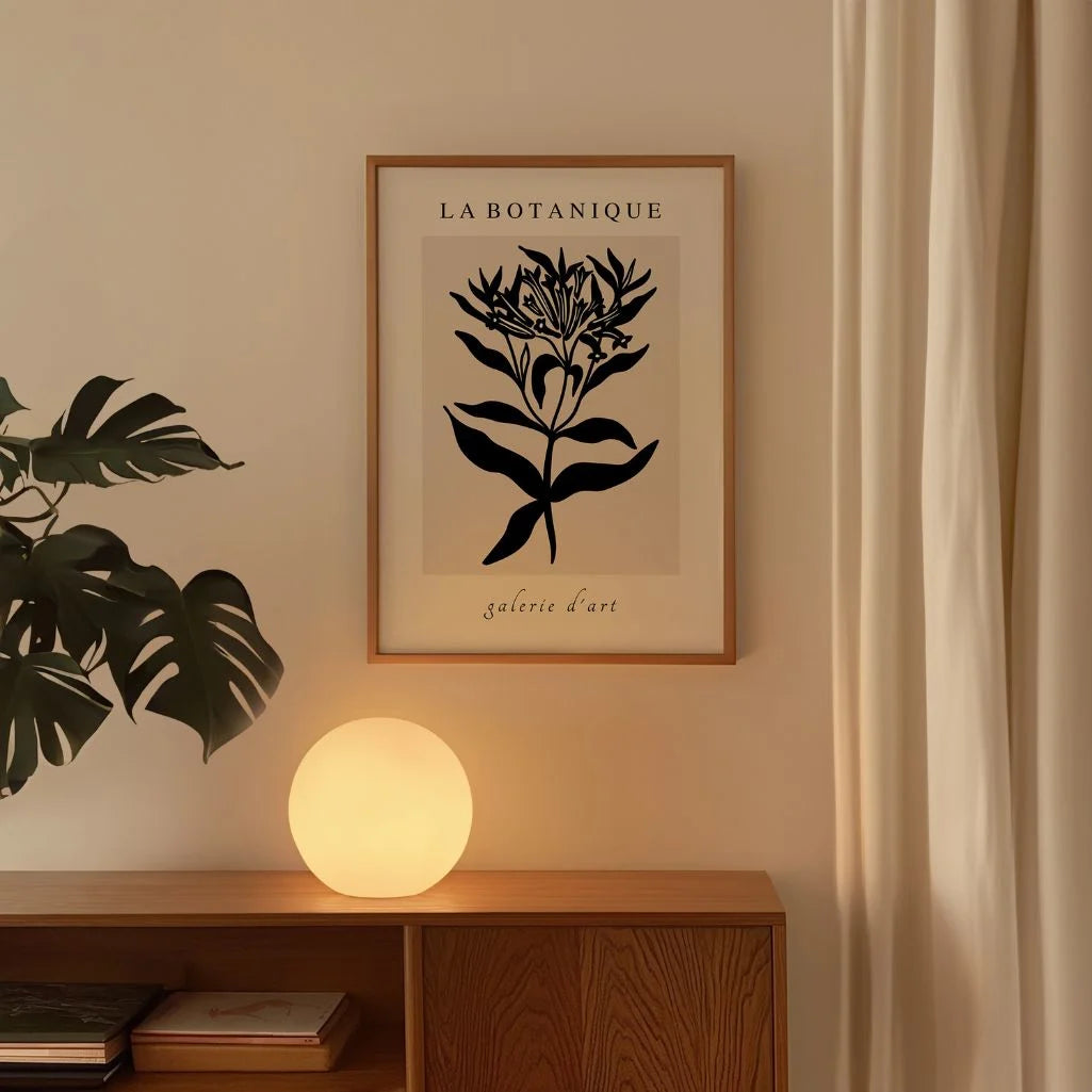 Black Botanical Flowers Poster