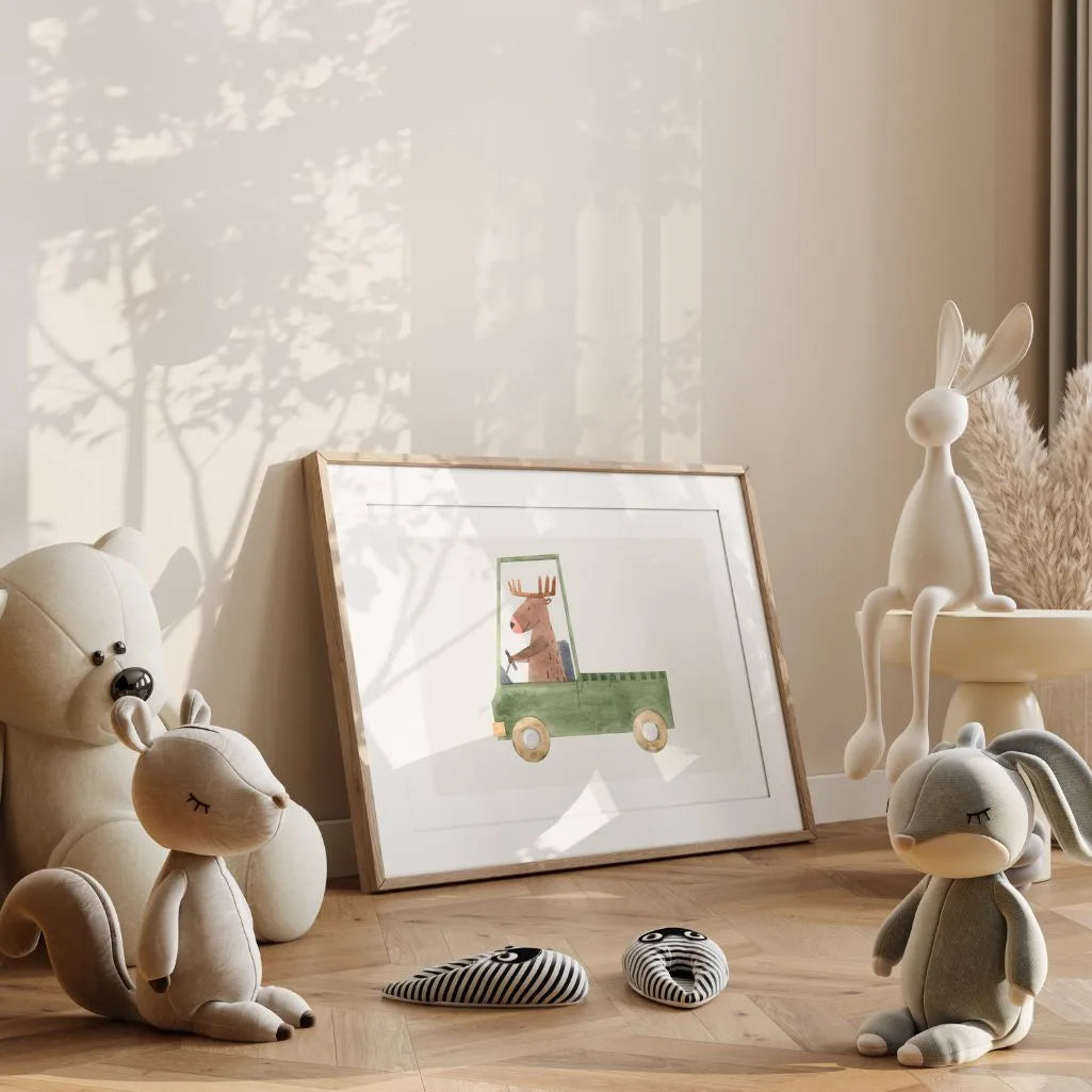 Moose Driving a Truck Poster