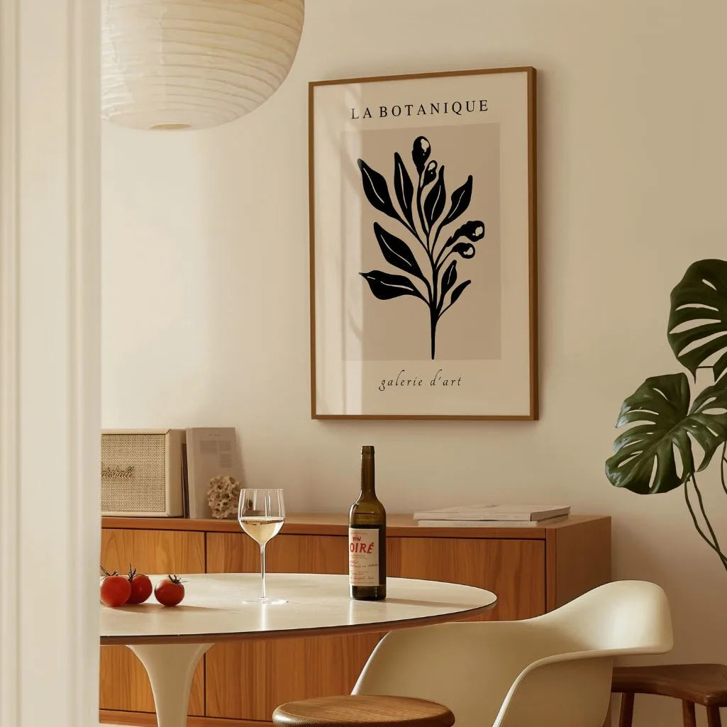 Black Botanical Leaves Poster