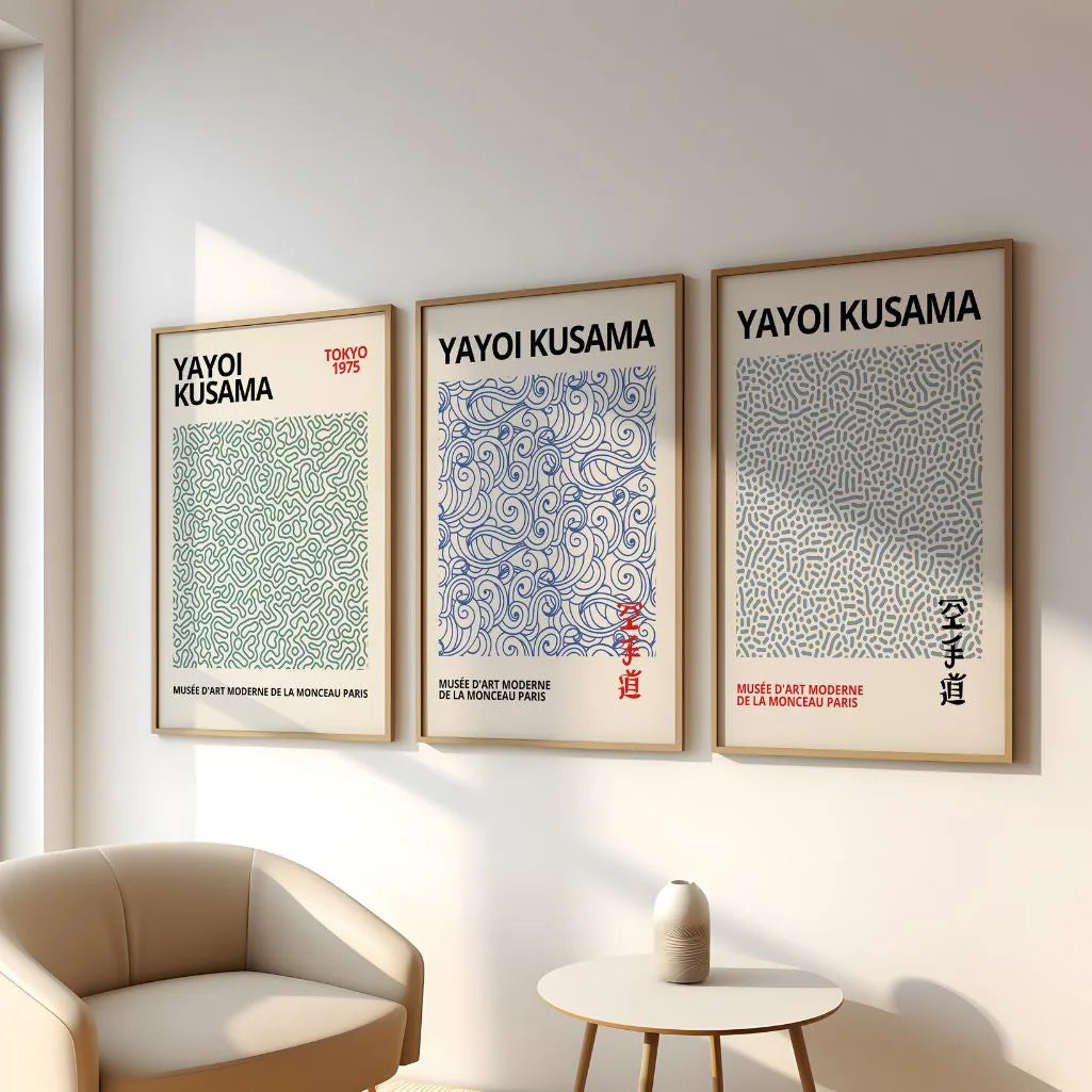 Organic Japanese Pattern Art Prints – Minimal Abstract Set of 3