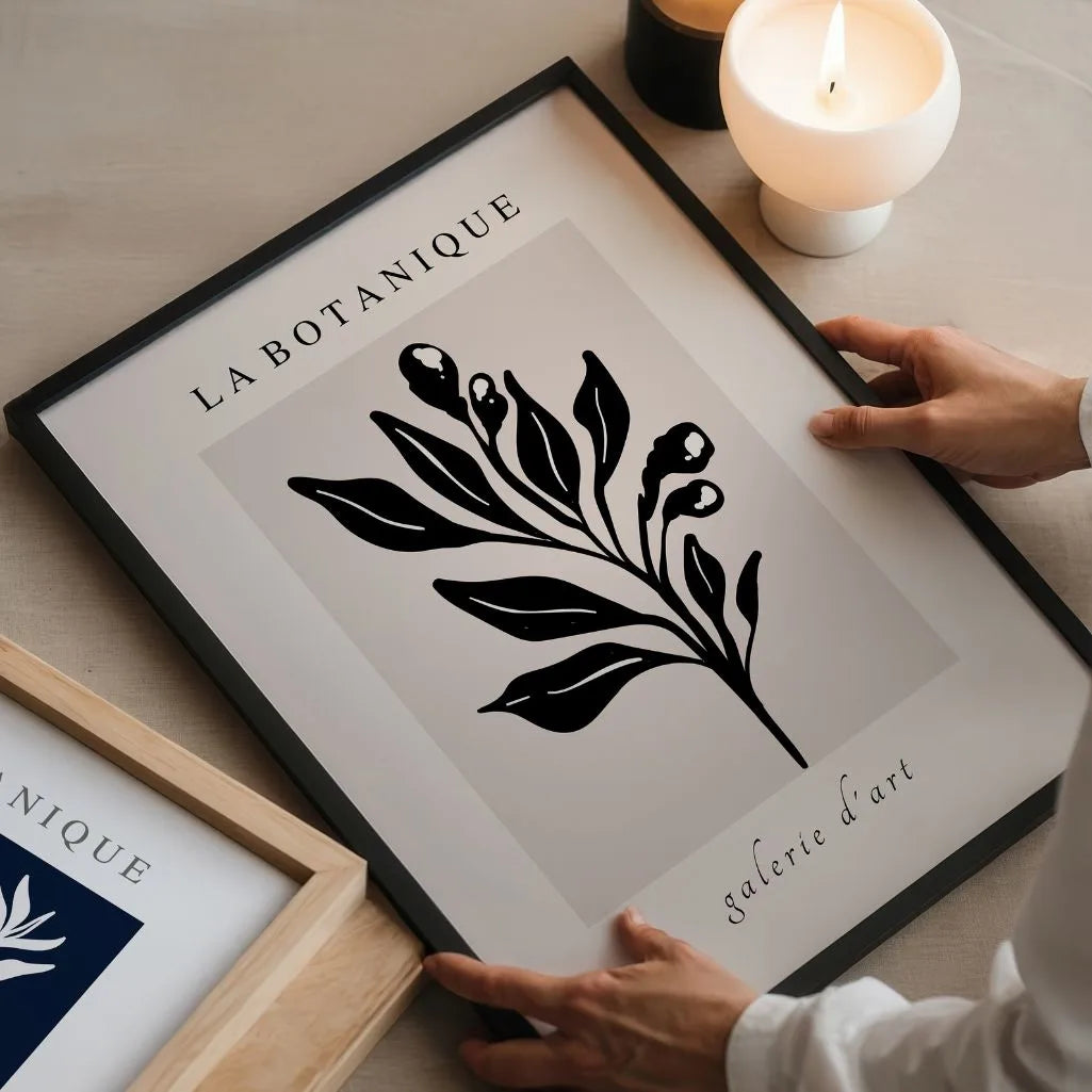 Black Botanical Leaves Poster