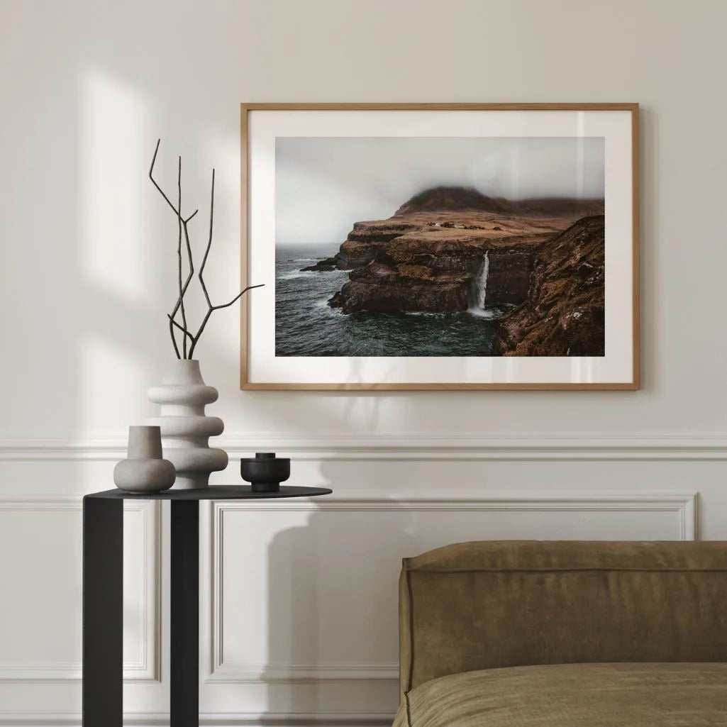 Coastal Cliff Waterfall Poster