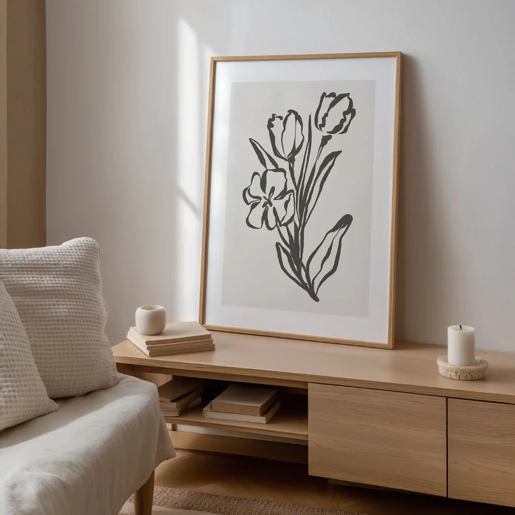 Plakat Kwiatowa Grafika Grafika Liniowa