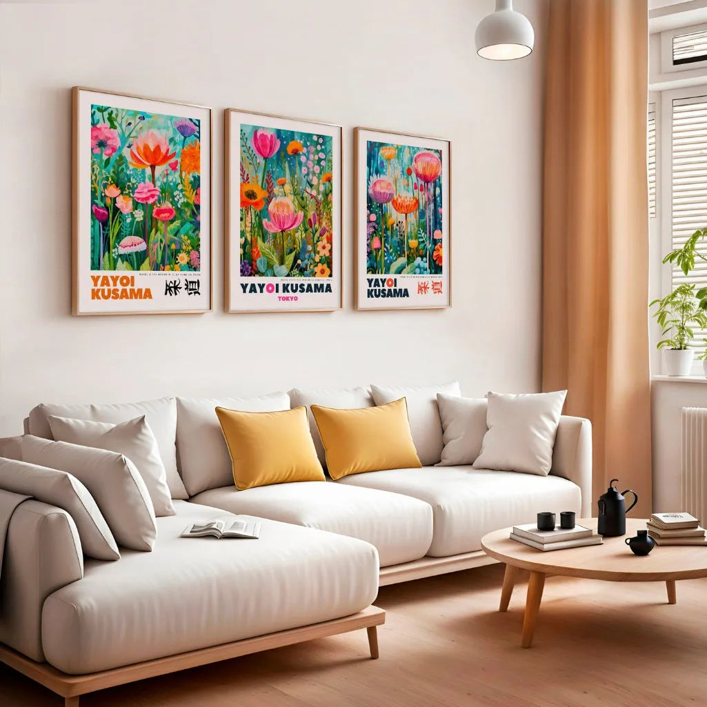 Japanese Floral Art Prints Set of 3 - Inspired Botanical Wall Art