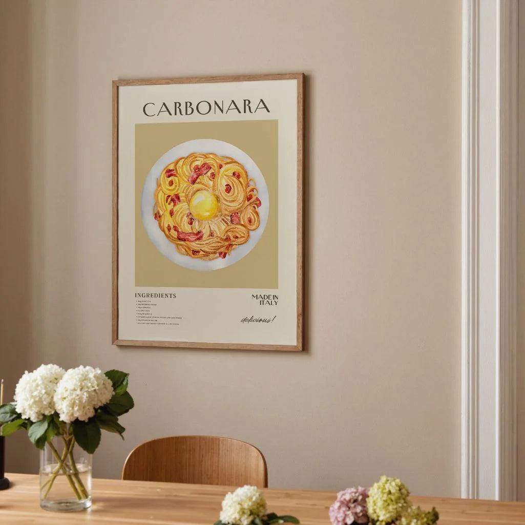 Plakat Makaron Carbonara ilustracja