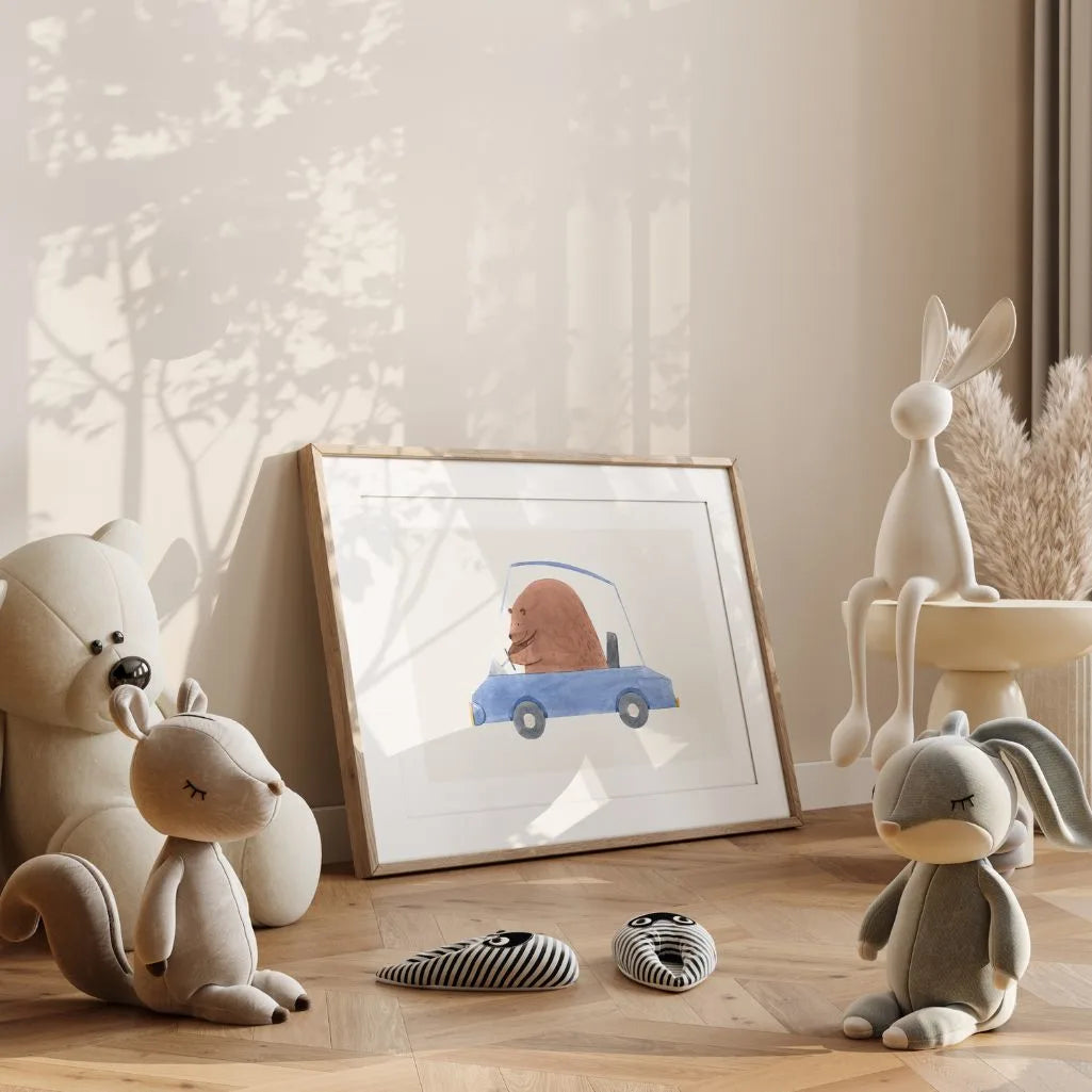 Bear Driving a Car Poster