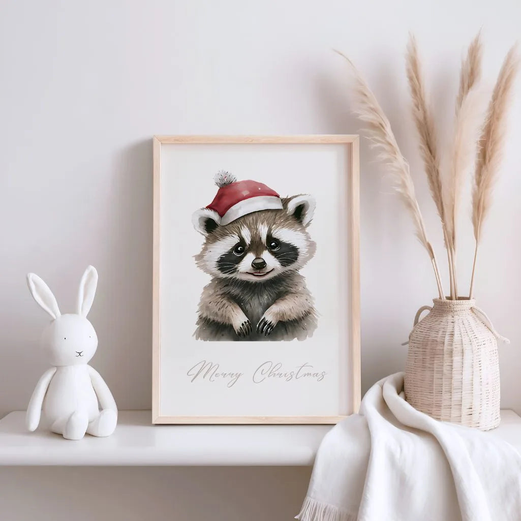 Christmas Raccoon Poster