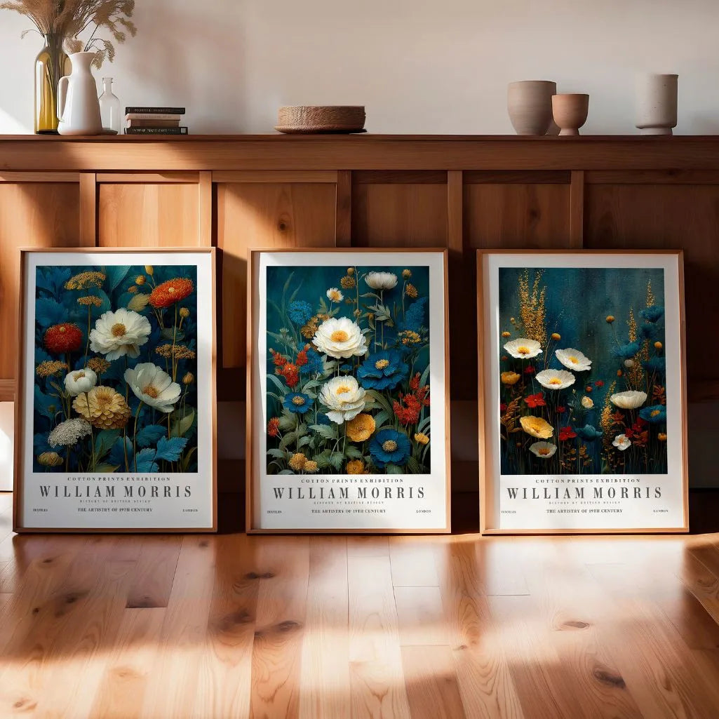 William Morris Inspired Florals – Set of 3 Posters