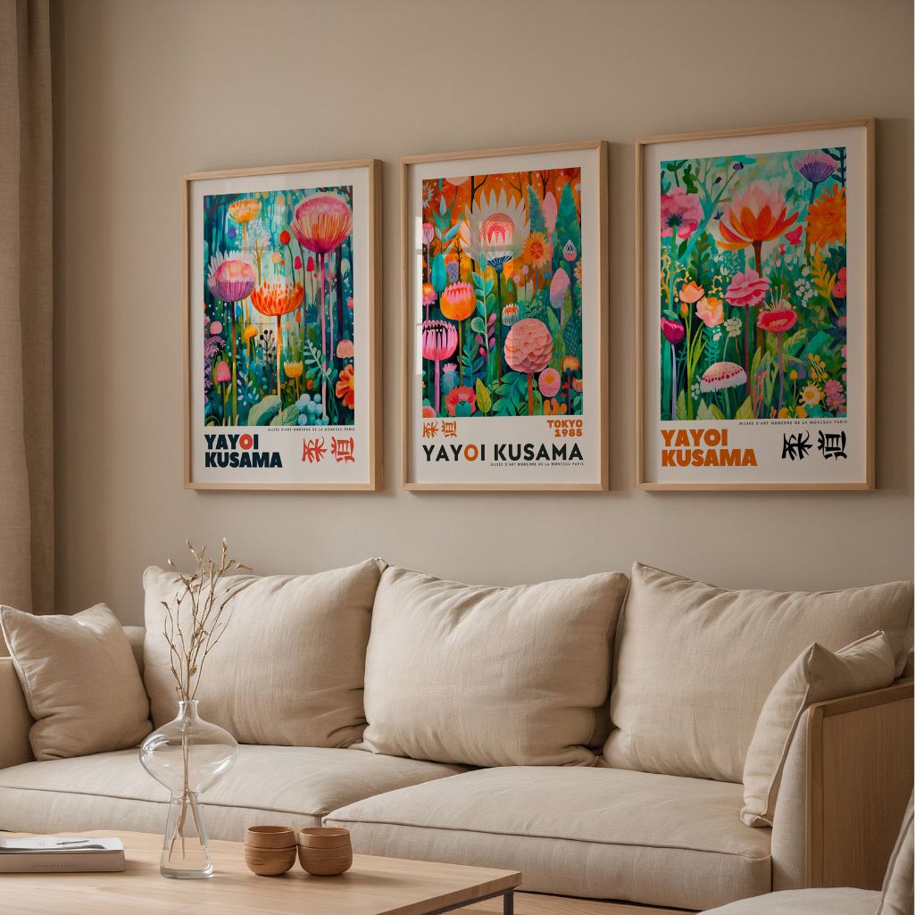 Japanese Garden Floral Art Prints Set of 3 -  Inspired Botanical Wall Art