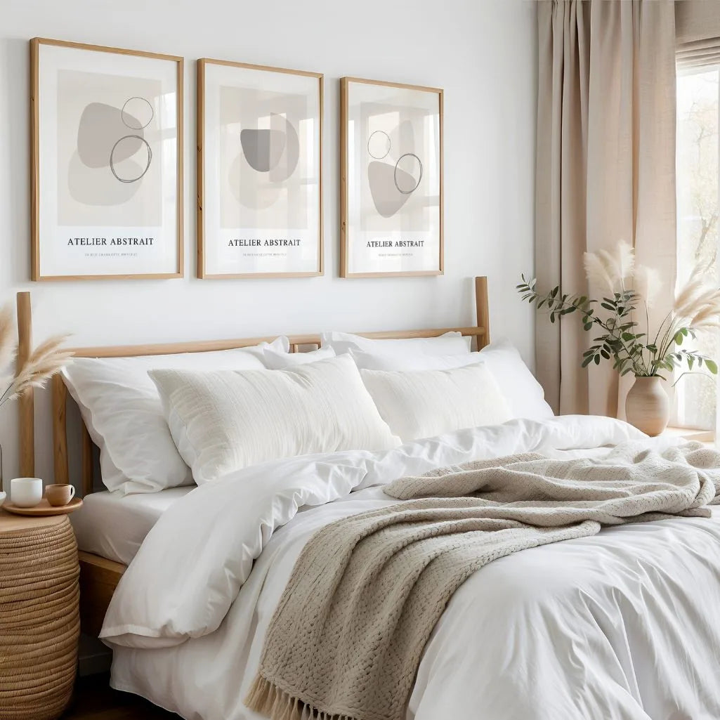 Minimalist Abstract Art Prints - Set of 3 Neutral Modern Wall Art