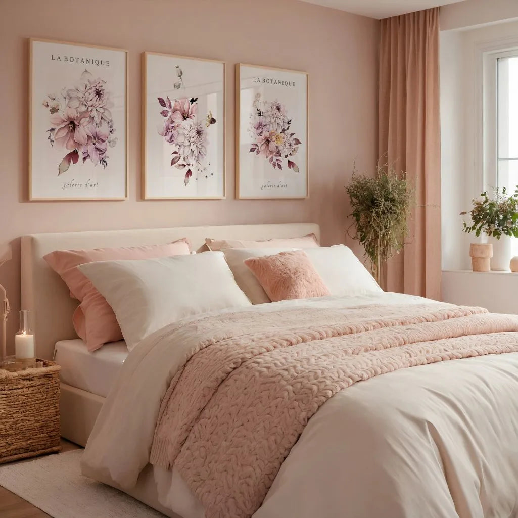 Pink Floral Watercolor Prints – Botanical Set of 3