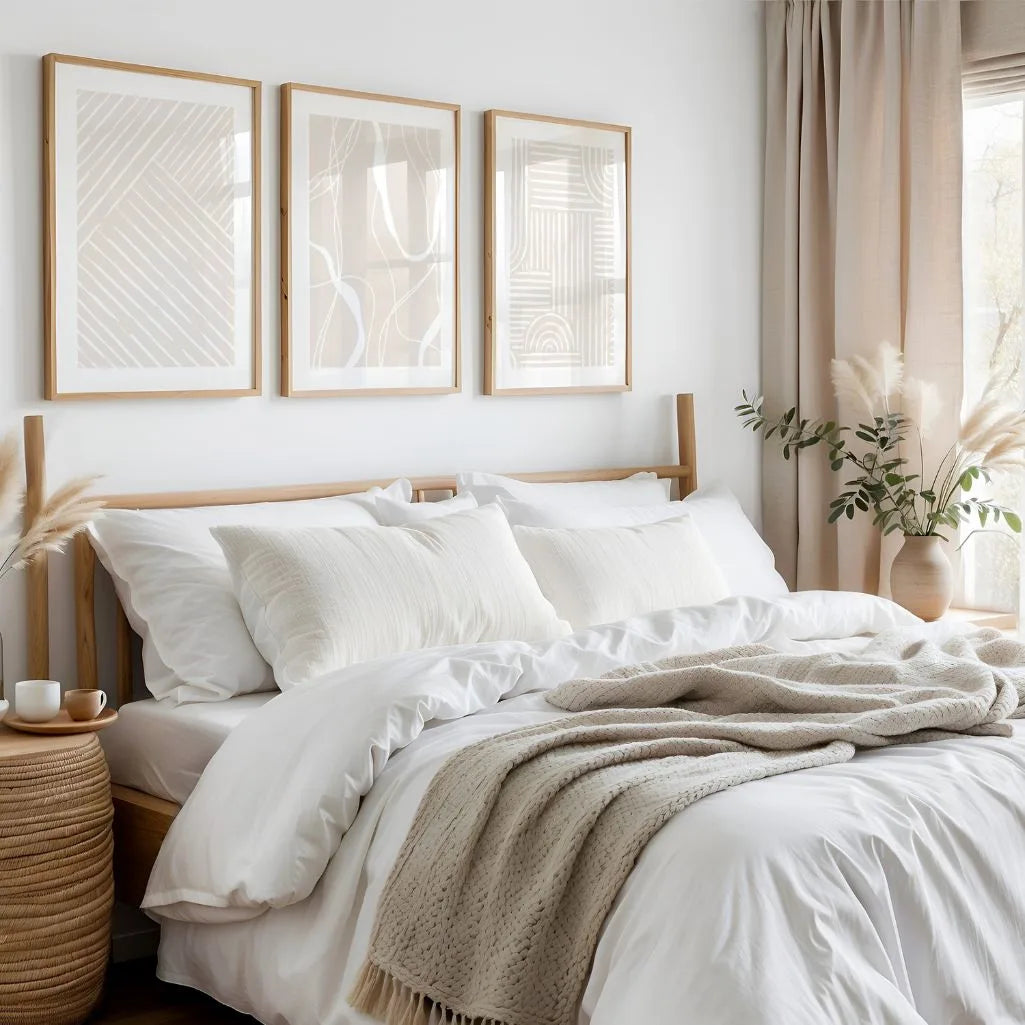 Minimalist Abstract Line Art Prints - Set of 3 Neutral Wall Art