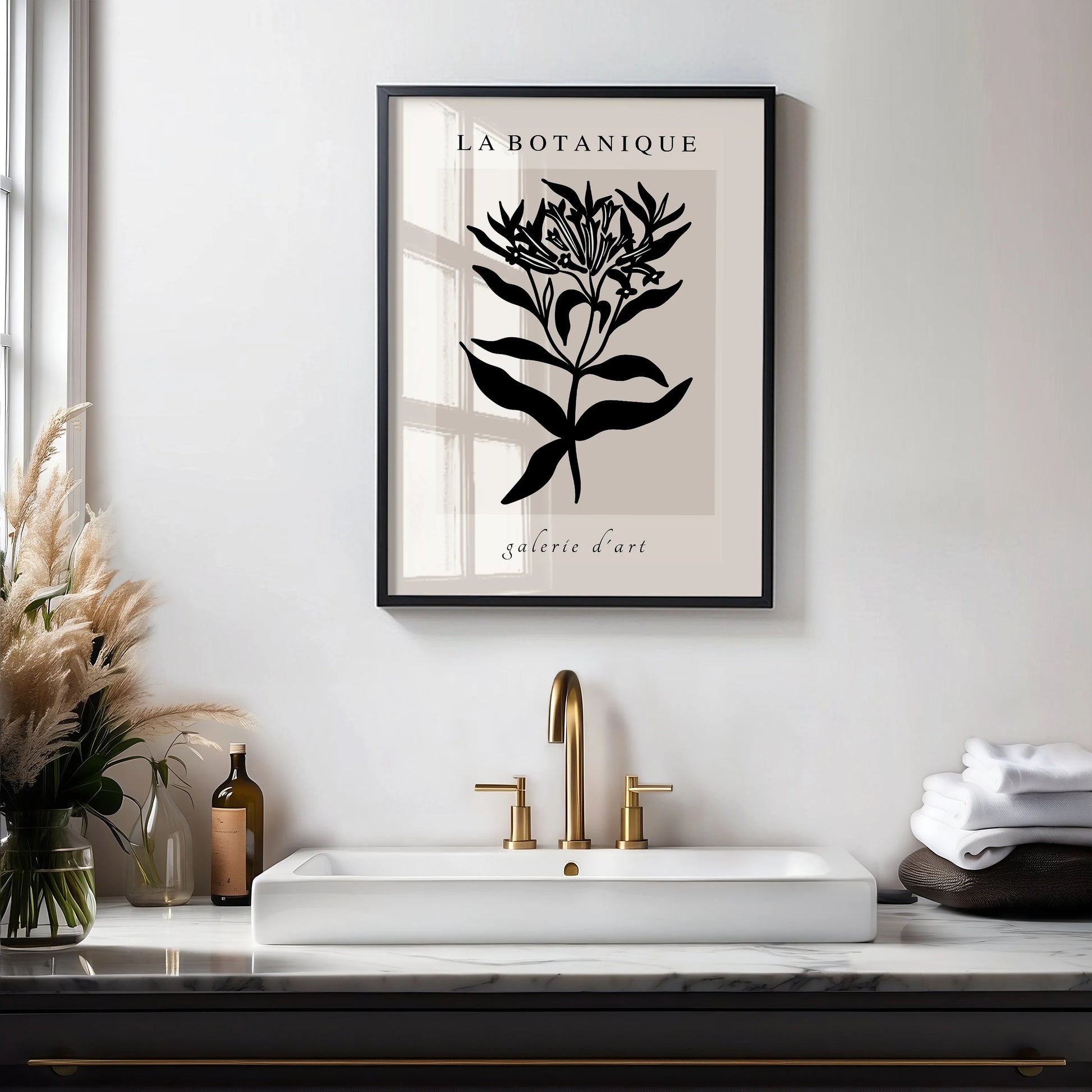 Black Botanical Flowers Poster
