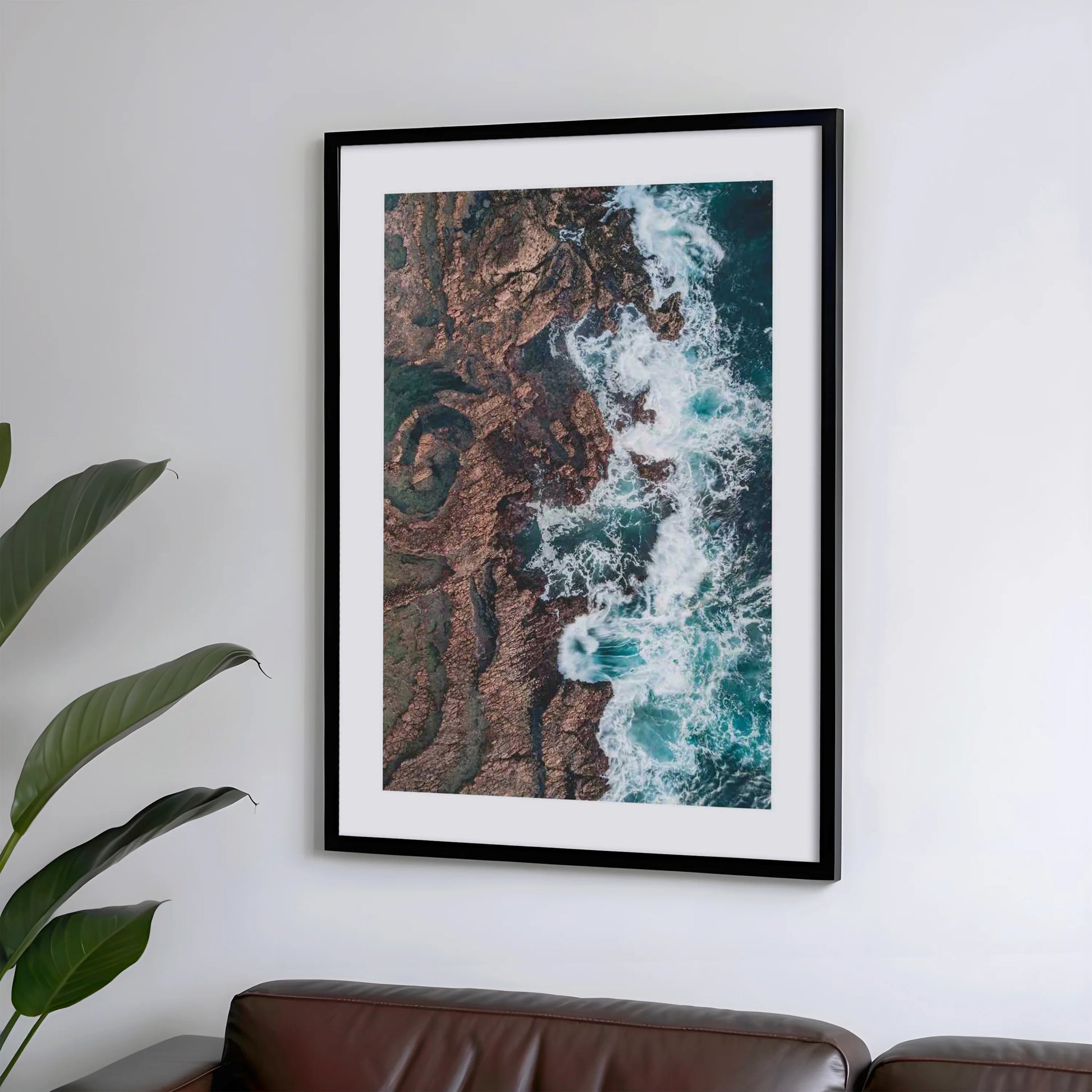 Ocean Wave & Rocks Poster
