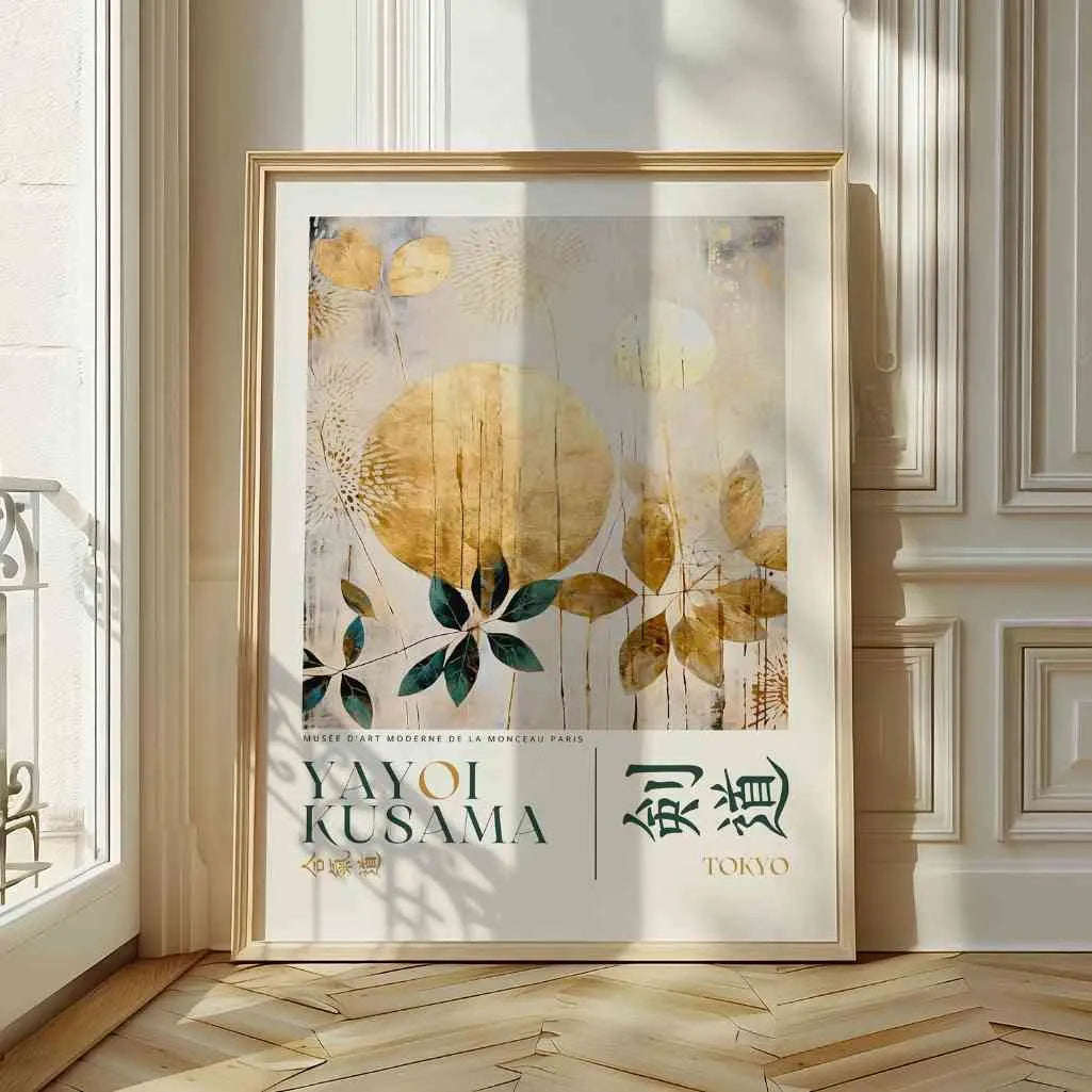 Plakat Yayoi Kusama z Złotymi Elementami